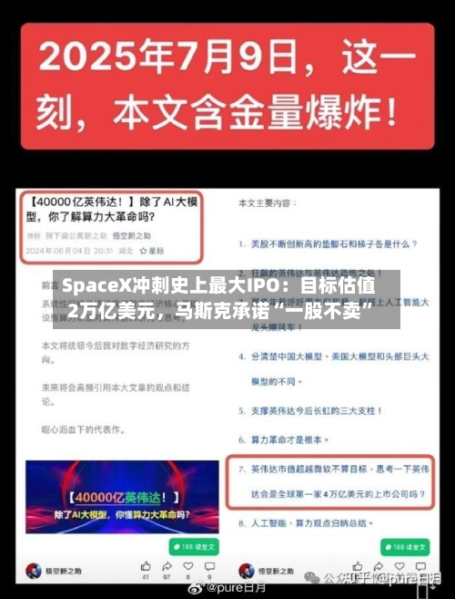 SpaceX冲刺史上最大IPO：目标估值2万亿美元	，马斯克承诺“一股不卖”-第2张图片