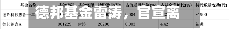 德邦基金雷涛，官宣离职-第2张图片