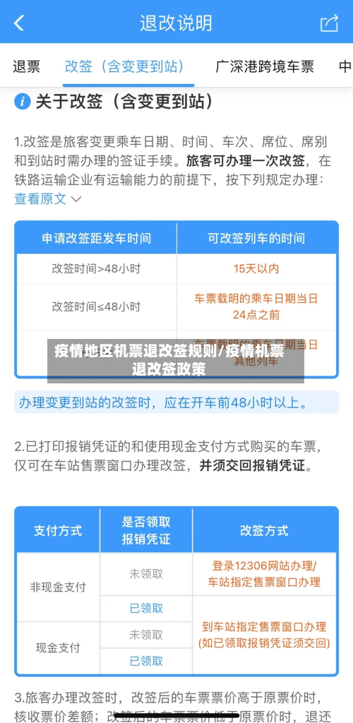 疫情地区机票退改签规则/疫情机票退改签政策