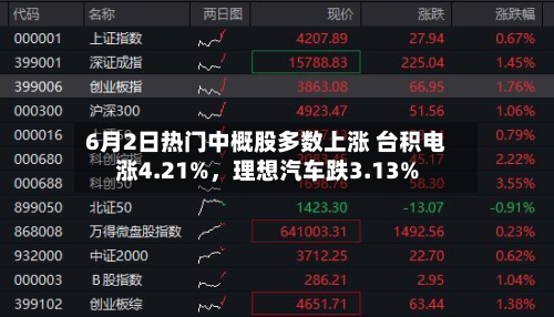 6月2日热门中概股多数上涨 台积电涨4.21%，理想汽车跌3.13%-第3张图片