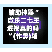 辅助神器“ 微乐二七王透视真的吗	”(作弊)辅助透视教程-第2张图片