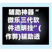 辅助神器“ 微乐三代软件透明挂”(作弊)辅助透视教程