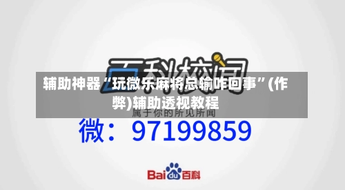 辅助神器“玩微乐麻将总输咋回事”(作弊)辅助透视教程